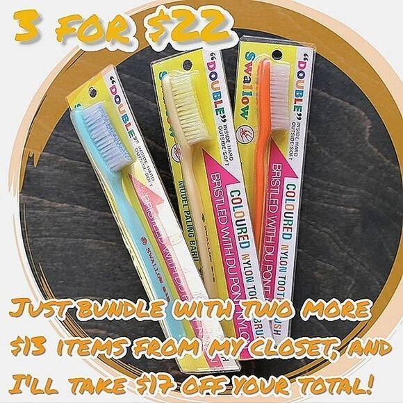 Lot of 3 | Vtg toothbrushes with long bristle bed - Picture 1 of 9